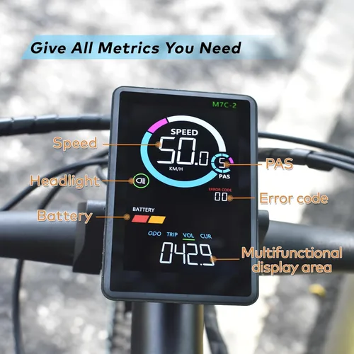 Vista 3 de Pantalla Ebike, protocolo UART No. 2, 24V-60V ABS Colorido Ciclismo Computadora con Puerto de Carga para Dispositivos Móviles, Pantalla LCD Vertical