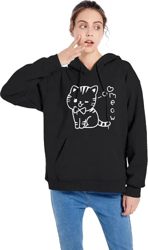 Vista 4 de Sudaderas con capucha de gato para mujeres, adolescentes y niñas