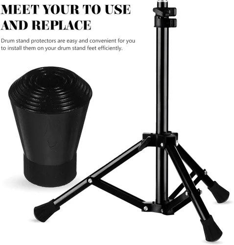 Vista 3 de 3pcs Rubber Drum Rack Pads for Floor Drum and Tripod Stand Legs Black