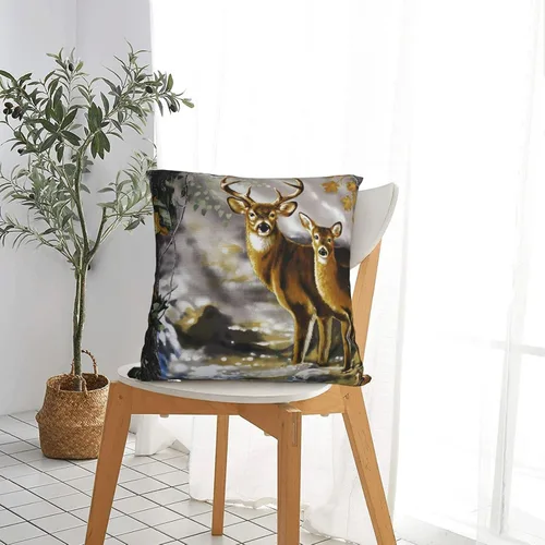 Vista 7 de SEAEAGLE Funda de almohada decorativa de doble cara con diseño de ciervo y camuflaje de árbol real para sofá