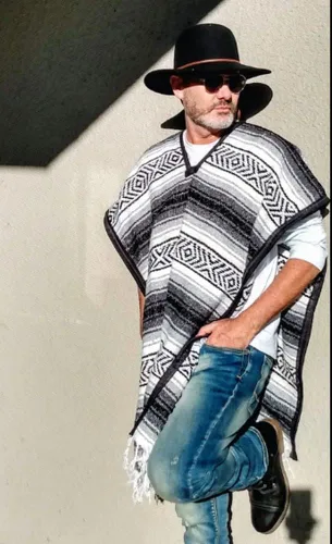 Vista 7 de Del Mex Poncho clásico de manta mexicana