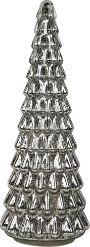 Vista 7 de Árbol de Navidad de cerámica de mesa preiluminado pintado a mano de 15 pulgadas - Decoración navideña con luces blancas - Centro de mesa perfecto