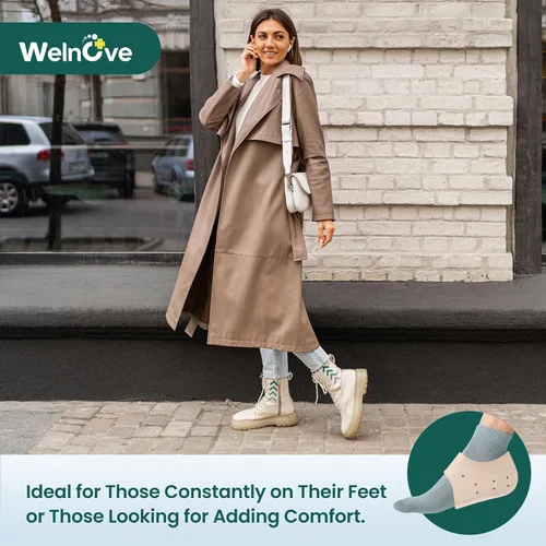 Vista 7 de Welnove - Protectores de talón para fascitis plantar, taloneras Welnove para mujeres y hombres, alivio del dolor, inserciones de talón