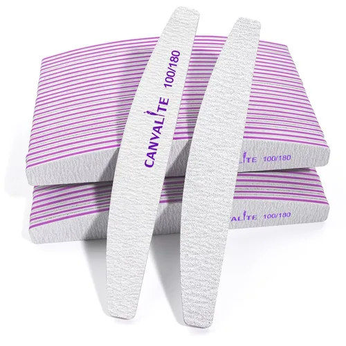 Vista 12 de Canvalite 10 limas de uñas profesionales reutilizables de doble cara (grano 100/180), herramientas de peinado de uñas para uso doméstico y de salón