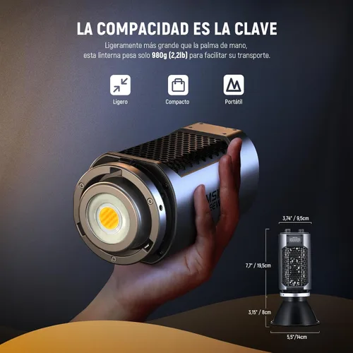 Vista 3 de NEEWER MS150B 130W Luz de vídeo LED bicolor, iluminación de fotografía portátil mini COB con control de aplicación, modo 2.4G, montaje Bowens