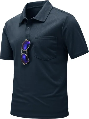 Vista 2 de YSENTO Camisas polo para hombre ajuste seco manga corta cuello y bolsillo para golf