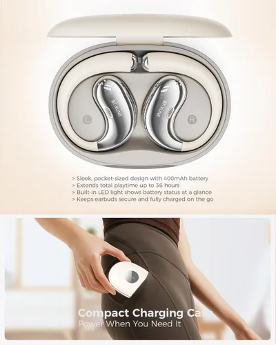 Vista 5 de Micool Auriculares deportivos de oreja abierta Bluetooth 6.0, auriculares inalámbricos con clip con tiempo de reproducción de 36 horas para correr