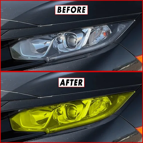 Vista 6 de SlickMod Vinilo precortado tintado en humo para faros delanteros y antiniebla de Honda Civic 2016-2021