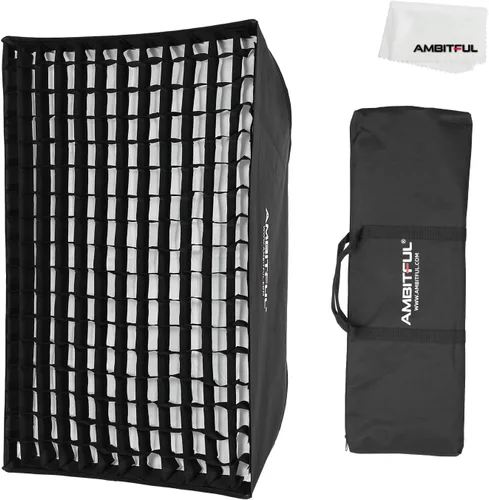 Vista 12 de AMBITFUL FW22x90 - Caja de luz rectangular de 8.7 x 35.4 in/9 x 35 pulgadas con rejilla de nido de abeja, caja de luz rectangular para flash