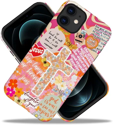 Vista 2 de DAIZAG Funda compatible con iPhone 11, funda duradera de protección contra golpes para niñas y mujeres, cruz bíblica, collage de flores