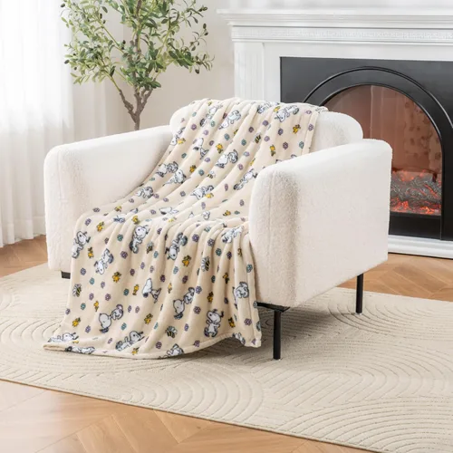 Vista 48 de Berkshire Peanuts® VelvetLoft® - Manta de felpa de Snoopy con bonito personaje, acogedora manta Fairisle Crimson Neutral, manta de 55 x 70 pulgadas