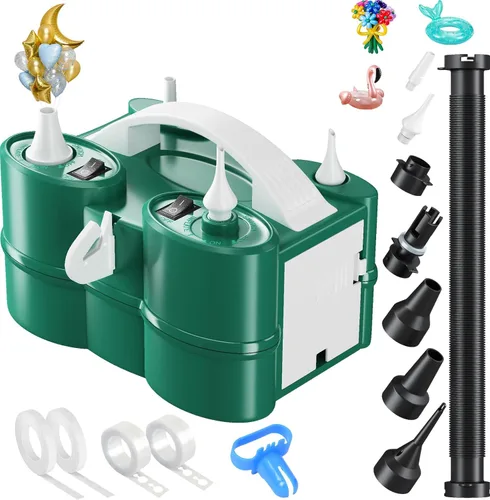 Vista 8 de 3-in-1 Electric Balloon Pump, Portable Air Pump for Latex 260q Foil Balloons, Dual Nozzle Balloon Blower Machine for Party Decoration, 110V AC