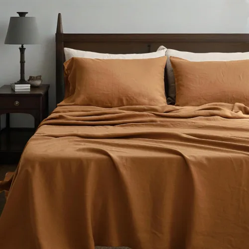 Vista 30 de Simple&Opulence Juego de sábanas de 100 % lino tamaño Twin, 3 piezas de lino francés natural, juego de ropa de cama transpirable, suave y duradero