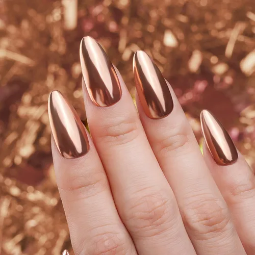 Vista 5 de Pretty Diva Polvo de uñas cromado, polvo de cromo para uñas con efecto espejo de bronce/cobre, polvo cromado metálico con reflejos para arte