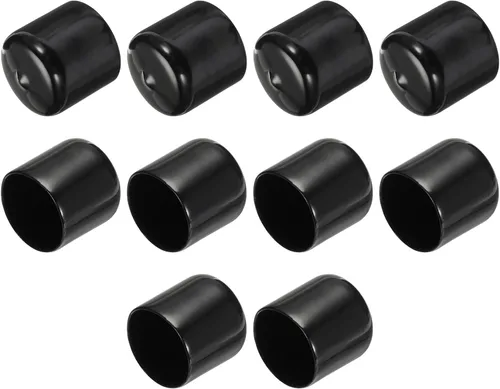 Vista 13 de uxcell 10 tapas de goma para extremos de 0.591 in de identificación, tapa de extremo redondo, protectores de rosca de tornillo, color negro