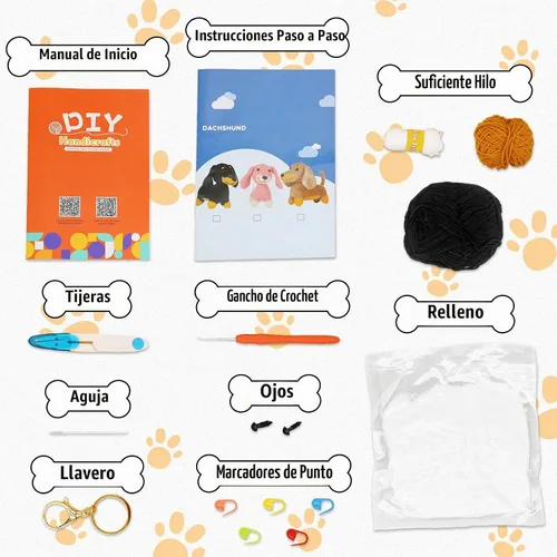 Vista 5 de Nikolle Kit de ganchillo de perro salchicha para principiantes, kit de Negro