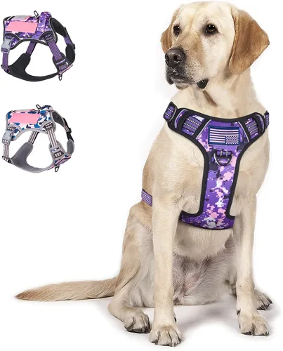 Vista 8 de BUMBIN Arnés táctico para perros pequeños sin tirones, famoso arnés de TIK TOK sin tirones para cachorros, arnés reflectante inteligente para Negro
