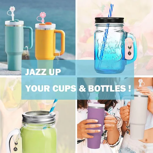 Vista 7 de Encanto de letra para Copa Stanley, accesorios de cadena de perlas, encantos de iniciales de Copa Stanley para asa, decoración de botella de agua