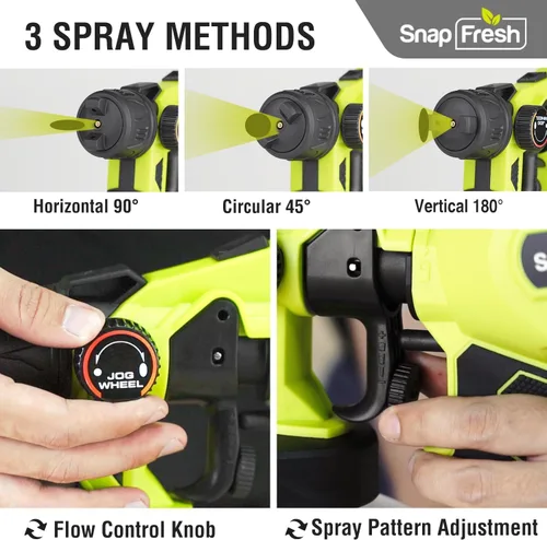Vista 5 de SnapFresh Pulverizador de pintura inalámbrico de 20 V, batería de 4.0 Ah y cargador rápido incluidos, pistola eléctrica de mano HVLP con contenedor