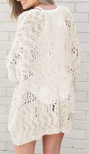 Vista 3 de Lightweight Summer Cardigan for Women Spring Netted Crochet Knit Cardigans Sweaters