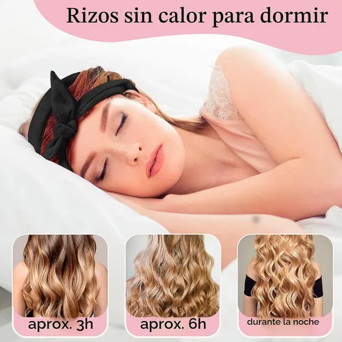 Vista 4 de Flylipu Diadema de Varilla Rizadora sin Calor, Mejorada de 60" Extra Larga, Rizadores de Cabello Suaves para Dormir, Rizos sin Calor para Niñas