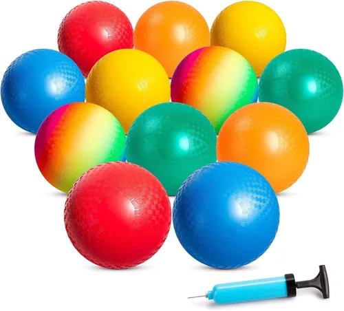 Vista 9 de EVERICH TOY Playground Balls Kickball, 6 or 12 Pack 8.5 Inch 4 Square Ball 8.5" Multicolor Air Touch