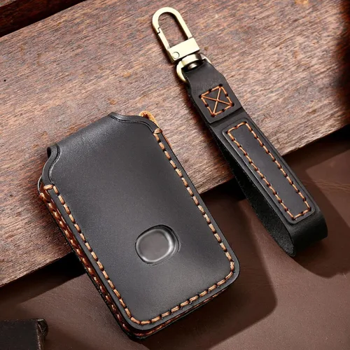 Vista 6 de Funda para llave de cuero genuino con 4 botones, compatible con Mazda 3 2020-2024 Hatchback 6 CX-5 CX-30 CX-9 Negro