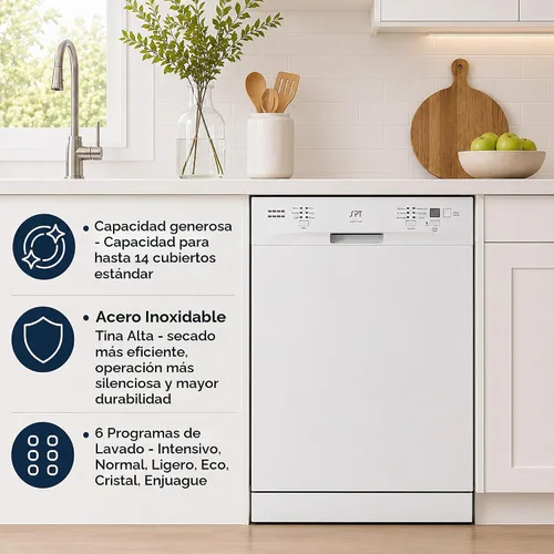 Vista 2 de SD-6501W: Lavavajillas de bañera alta de acero inoxidable incorporado de 24 ″ Energy Star con secado térmico - Blanco