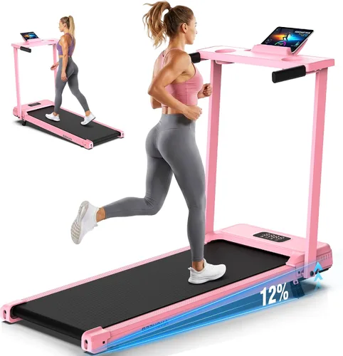 Vista 11 de FUNMILY Almohadilla para caminar de 3.5HP con inclinación - Cinta de correr Rosa Pro
