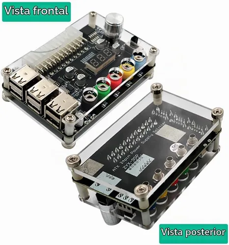 Vista 5 de HLT Placa de conexión de fuente de alimentación ATX con perilla de voltaje ajustable y 6 puertos USB 2.0, y QC 2.0/QC 3.0, salida máxima de 3 A