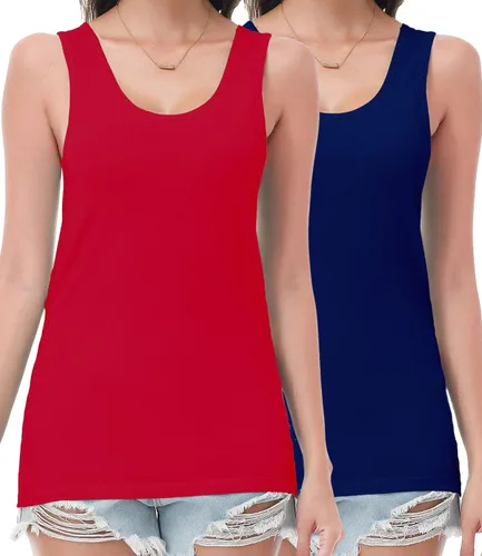 Vista 12 de wirarpa Camisetas sin mangas de algodón para mujer, cómodas, capa base, paquete de 2
