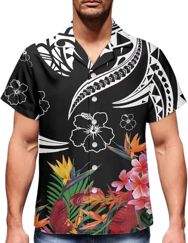 Vista 6 de AmzPrint Vestido hawaiano Luau para mujer en hibisco, elegante, casual, corto, corto, acampanado, vestido floral para invitados de boda