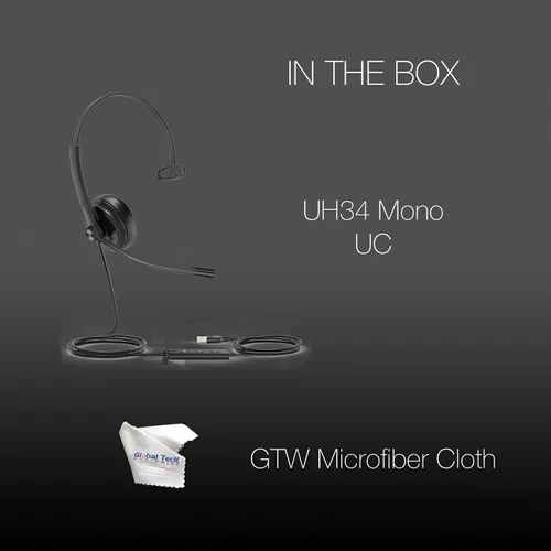 Vista 3 de Global Teck Worldwide GTW Yealink UH34 Mono UC Auriculares con cable (USB-C), se conecta al teléfono de escritorio, PC/Mac, Softphones - Funciona