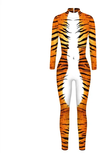 Vista 3 de JJEUWE Disfraz de Halloween para mujer, traje de cosplay 3D delgado elástico