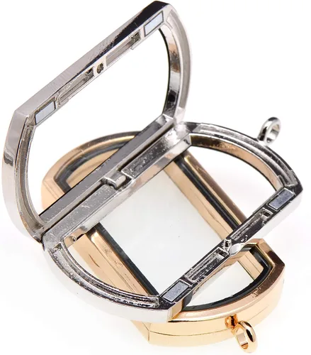 Vista 5 de Paialco Collar con colgante de medallón flotante magnético rectangular de cristal, Metal Vidrio