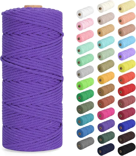 Vista 44 de Cuerda de macramé de 0.079 in x 220 yardas (656 pies), cuerda de algodón natural para colgar en la pared, ganchos de plantas, manualidades Verde