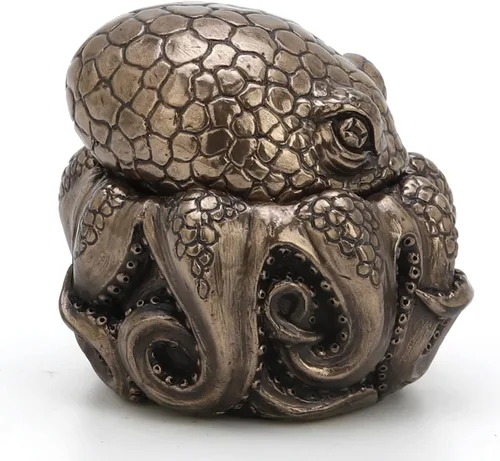 Vista 3 de Veronese Design 2 3/4" pulpo enano mini baratija caja resina escultura bronce final