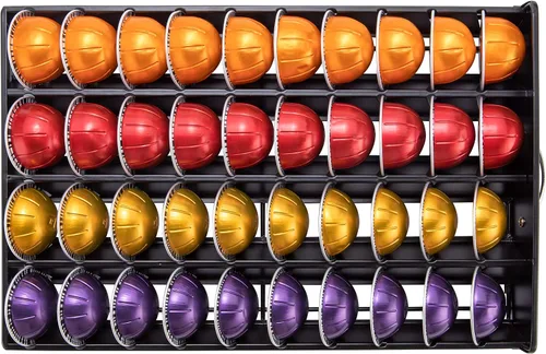 Vista 4 de FlagShip Vertuo - Soporte para cápsulas, cajón de almacenamiento de vidrio para Nespresso Vertuo, organizador de vainas, transparente