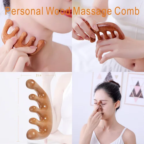 Vista 10 de Herramientas de masaje de terapia de madera, kit de maderoterapia, herramientas de escultura corporal para drenaje linfático y anticelulitis.