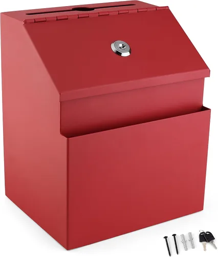 Vista 19 de Caja de Donación de Metal - Caja de Sugerencias con Ranura y Cerradura - Caja de Seguridad para Dinero - Caja de Depósito Segura - Caja
