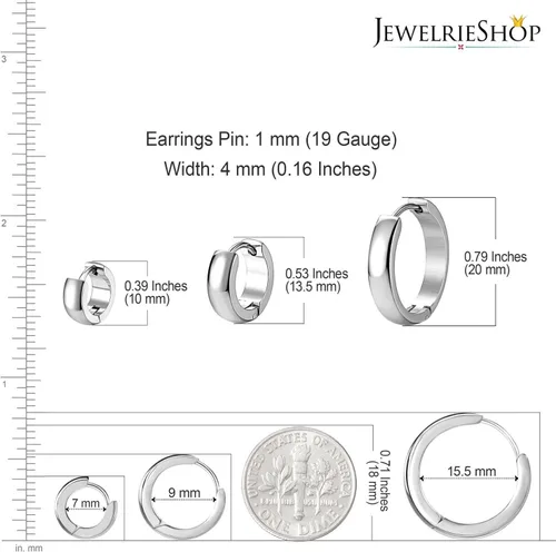 Vista 3 de JewelrieShop Hoop Earrings Set Gold Surgical huggie Earrings, Hypoallergenic Huggie Ear Piercings Endless Huggie Hoop Earrings for Men Earrings