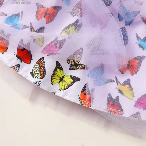 Vista 7 de Conjunto de falda de tul para niñas, dos piezas, manga con volantes, camiseta de unicornio, vestido de tutú de verano, fiesta de cumpleaños, traje