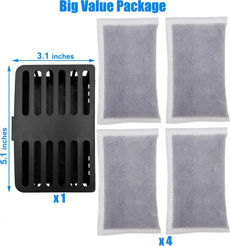 Vista 4 de Filtro absorbente de olores de carbón activado, desodorante compatible con botes de basura iTouchless de 8 galones y más grandes