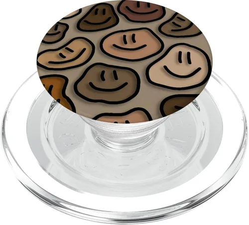 Vista 8 de trippy líquido remolino goteo arte estético beige sonrisa cara PopSockets estándar PopGrip