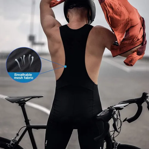 Vista 6 de Santic Mallas de ciclismo con peto para hombre, acolchadas, largas acolchadas con bolsillo