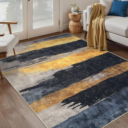 Vista 12 de Ciicool Alfombra moderna abstracta de 2 x 3 pulgadas, lavable, pequeña, antideslizante, de pelo bajo, alfombra de entrada plegable para cocina