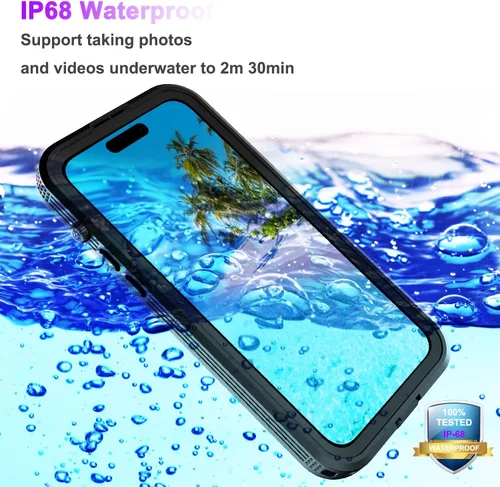 Vista 2 de Funda impermeable compatible con iPhone 14 Pro Max de 6.7 pulgadas, para MagSafe, protector de pantalla de vidrio transparente, protector