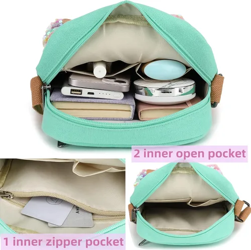 Vista 3 de Leaper - Juego de estuche y cartera bandolera de lona para niñas y mujeres