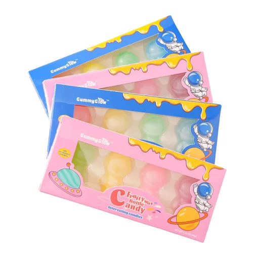 Vista 10 de Gummy Glow Astronaut Wax Candy, botellas de cera retro de 4 sabores (4 cajas) tratamiento nostálgico (fruta mixta (4 sabores))