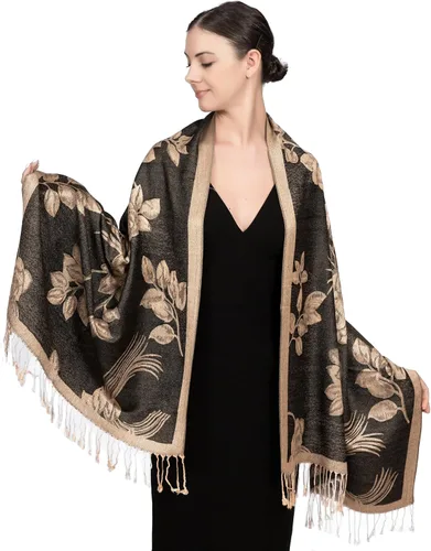 Vista 20 de Achillea Bufanda reversible de pashmina con estampado paisley – Chales y envolturas indios exóticos para vestidos de noche, festivales, todas